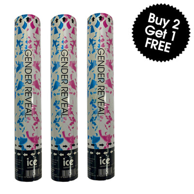 BUY 2, GET 1 FREE - Gender Reveal Twist Action Confetti Cannon (BLUE/BOY) (3 UNITS IN TOTAL)